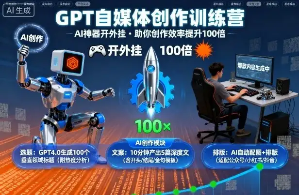 GPT自媒体创作训练营：AI神器开外挂，助你创作效率提升100倍-优优云创