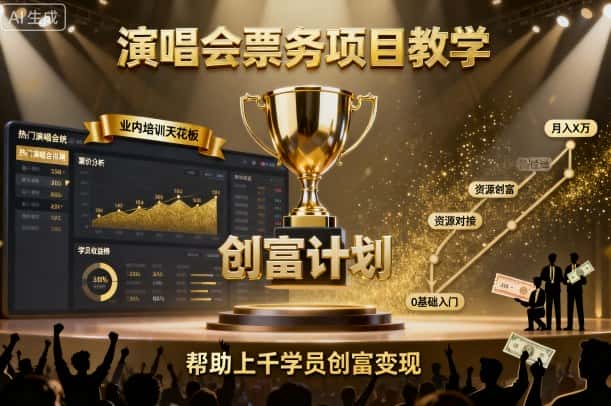演唱会票务项目教学，业内培训天花板，帮助上千学员创富变现-副业吧