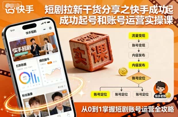 短剧拉新干货分享之快手成功起号和账号运营实操课-优优云创