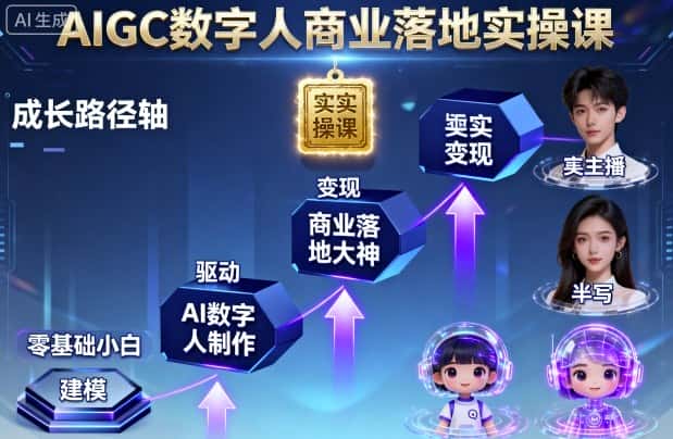 AIGC数字人商业落地实操课，从零基础小白到AI数字人大神-优优云创