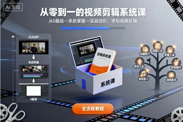 从零到一的视频剪辑系统课，从0基础–系统掌握–实战进阶，学拍视频剪辑-优优云创