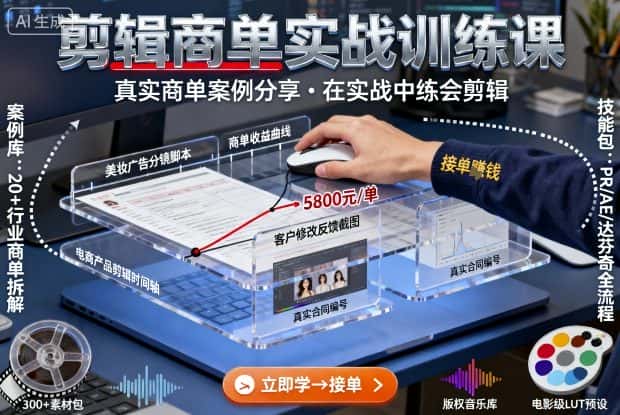 【精】剪辑商单实战训练课，真实商单案例分享，在实战中练会剪辑-优优云创