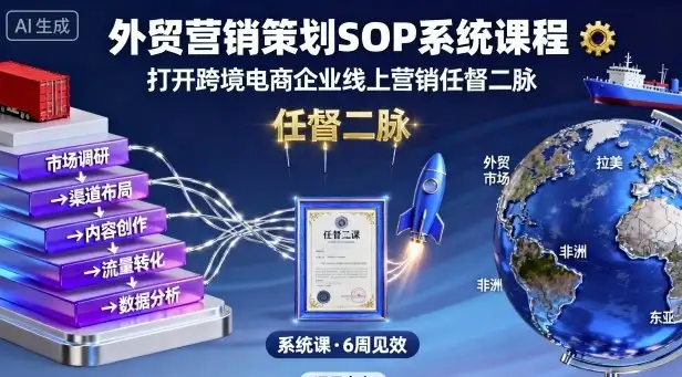 【精】外贸营销策划SOP系统课程，打开跨境电商企业线上营销任督二脉-优优云创