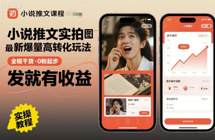 小说推文实拍双图文最新爆量高转化玩法，全程干货，0粉起步，发就有收益-优优云创