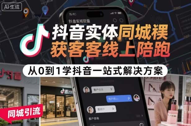 抖音实体同城获客线上陪跑，从0到1学抖音一站式解决方案-优优云创