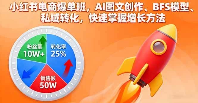 （16187期）小红书电商爆单班，AI图文创作、BFS模型、私域转化，快速掌握增长方法-优优云创
