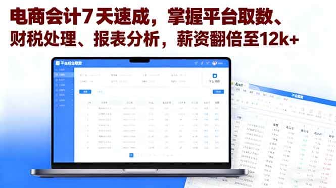 (16192期)电商会计7天速成,掌握平台取数、财税处理、报表分析,薪资翻倍至12k+-副业吧