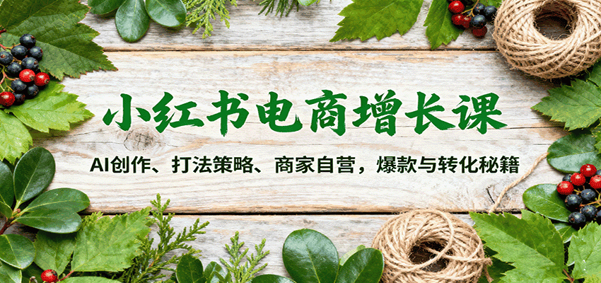 小红书电商增长课：AI创作、打法策略、商家自营，爆款与转化秘籍-副业吧