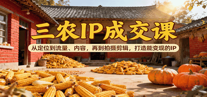 三农IP成交课：从定位到流量、内容，再到拍摄剪辑，打造能变现的IP-优优云创