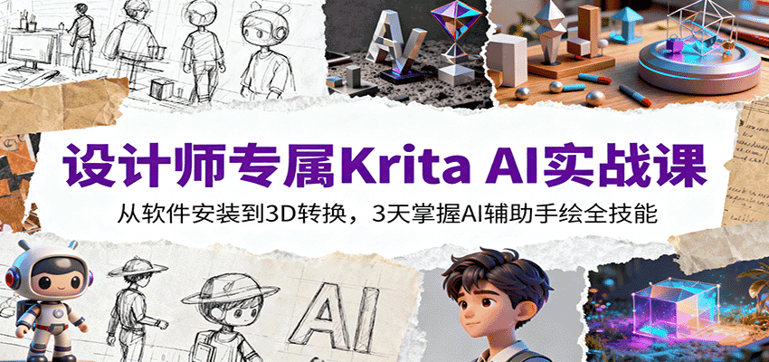 设计师专属Krita AI实战课：从软件安装到3D转换，3天掌握AI辅助手绘全技能-优优云创