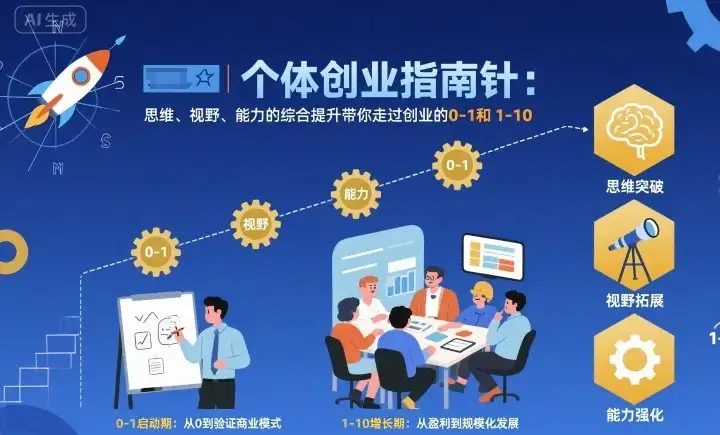 个体创业指南针，思维、视野、能力的综合提升带你走过创业的0-1和1-10【音频】-副业吧