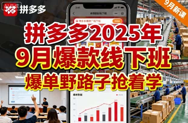 【精】拼多多2025年9月爆款线下班，爆单野路子抢着学-副业吧
