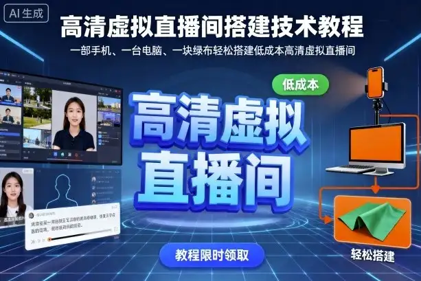 高清虚拟直播间搭建技术教程，一部手机、一台电脑、一块绿布轻松搭建低成本高清虚拟直播间-优优云创