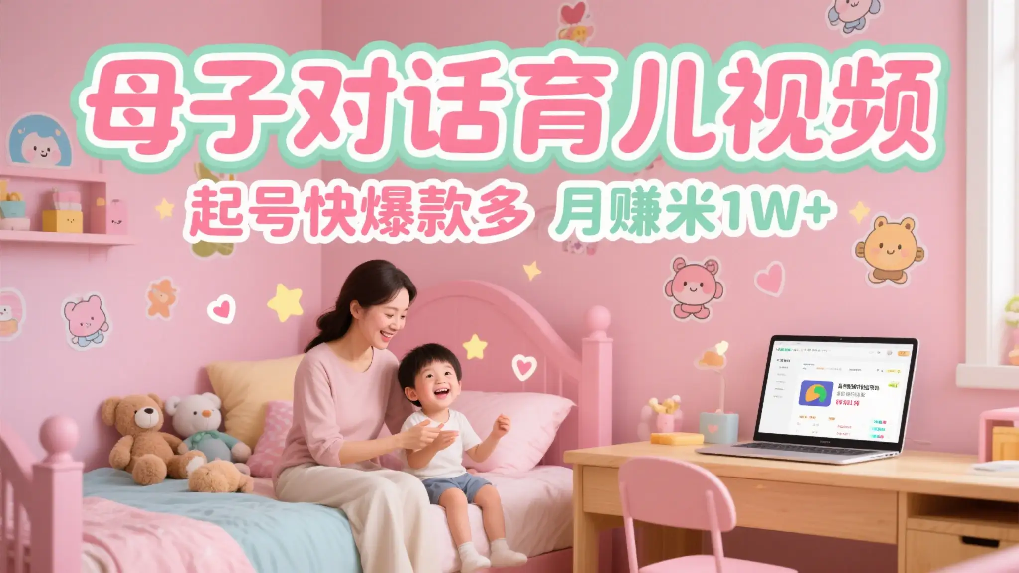 AI生成母子育儿对话视频，起号快爆款多，多渠道变现，日入1000+-优优云创