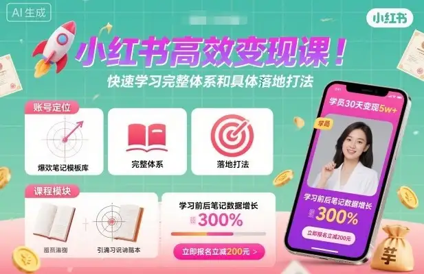 【精】小红书高效变现课，快速学习小红书完整体系和具体落地打法-优优云创