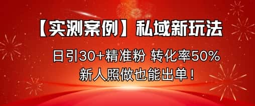 【实测案例】私域新玩法，日引30+精准粉，转化率50%，新人照做也能出单！-优优云创