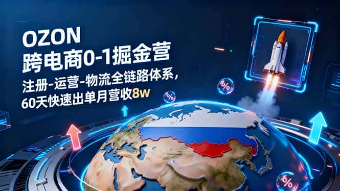OZON跨境电商0-1掘金营：注册-运营-物流全链路体系，60天快速出单月营收8w-优优云创