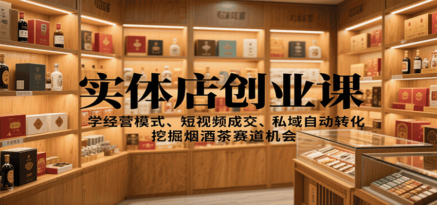 实体店创业课：学经营模式、短视频成交、私域自动转化，挖掘烟酒茶赛道机会-优优云创