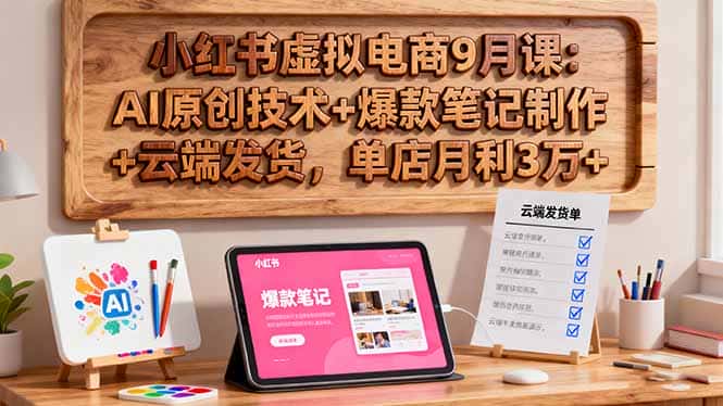 小红书虚拟电商9月课：AI原创技术+爆款笔记制作+云端发货，单店月利3万+-优优云创