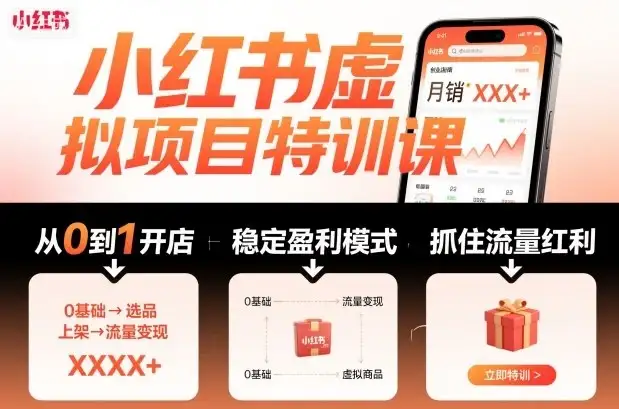 【精】小红书虚拟项目特训课，帮你从0到1打造稳定盈利的店铺，抓住流量红利（更新9月）-优优云创