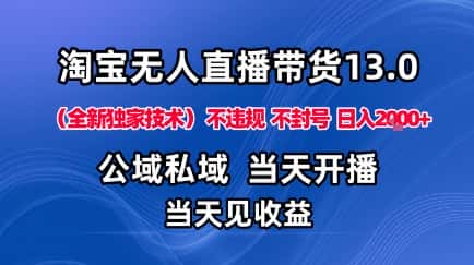 淘宝无人直播13.0，公域私域技术，不封号，不违规布局下半年旺季赛道，日入1K+(独家技术)【揭秘】-副业吧