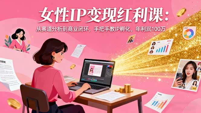 女性IP变现红利课：从赛道分析到商业闭环，手把手教IP孵化，年利润100万-优优云创