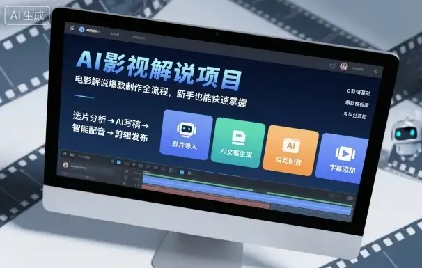 【精】AI影视解说项目，电影解说爆款制作全流程，新手也能快速掌握-副业吧