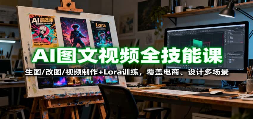 AI图文视频全技能课：生图/改图/视频制作+Lora训练，覆盖电商 、设计多场景-优优云创