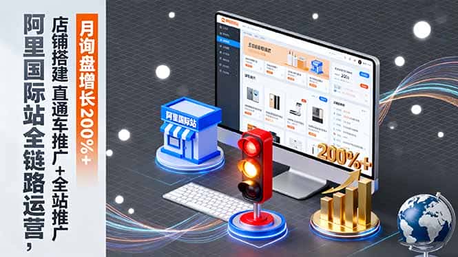 阿里国际站全链路运营，店铺搭建+直通车推广+全站推广，月询盘增长200%+-优优云创