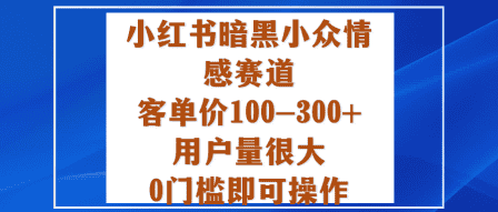 小红书暗黑小众情感赛道，客单价100-300+用户量很大，0门槛即可操作-优优云创