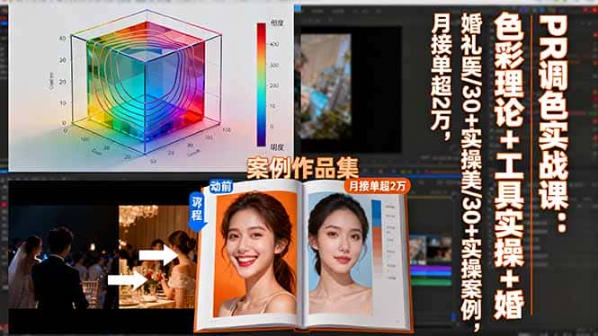 PR调色实战课：色彩理论+工具实操+婚礼医美/30+实操案例，月接单超2万-副业吧