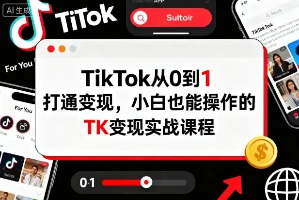 TikTok从0到1打通变现，小白也能操作的TK变现实战课程-副业吧