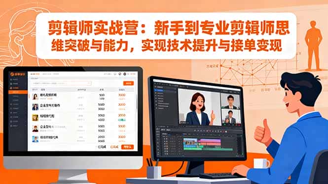 剪辑师实战营：新手到专业剪辑师思维突破与能力，实现技术提升与接单变现-优优云创