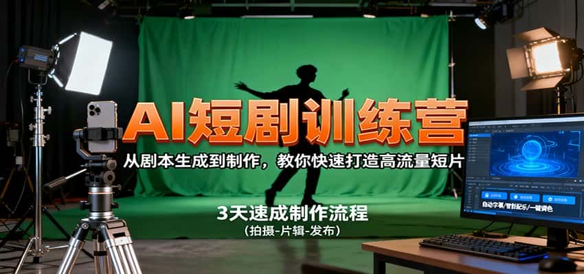 AI短剧训练营，从剧本生成到制作，教你快速打造高流量短片-优优云创