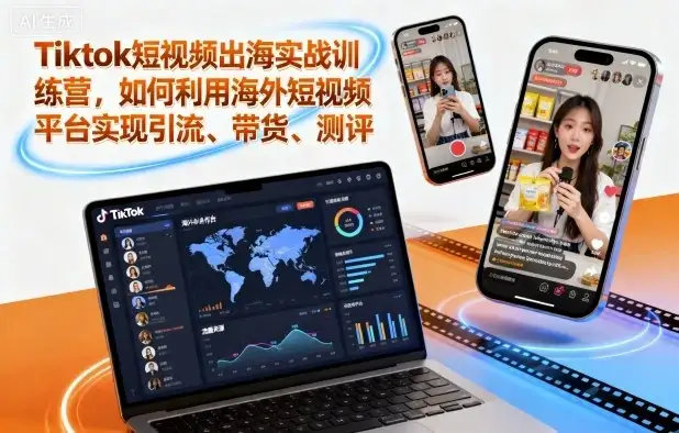 【精】Tiktok短视频出海实战训练营，如何利用海外短视频平台实现引流、带货、测评-优优云创