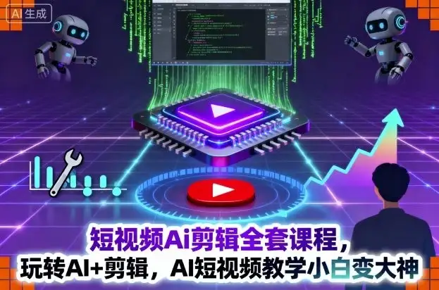 【精】短视频Ai剪辑全套课程，玩转AI+剪辑，AI短视频教学小白变大神-优优云创