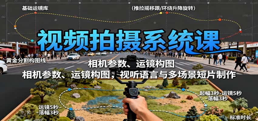 视频拍摄系统课：相机参数、运镜构图，视听语言与多场景短片制作-优优云创