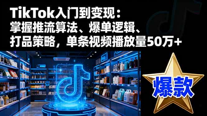 TikTok入门到变现：掌握推流算法、爆单逻辑、打品策略，单条视频播放量50w-优优云创