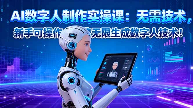 AI数字人制作实操课：无需技术，新手可操作，免费无限生成数字人技术！-优优云创