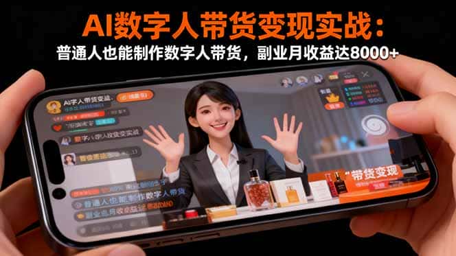 AI数字人带货变现实战：普通人也能制作数字人带货，副业月收益达8000+-优优云创