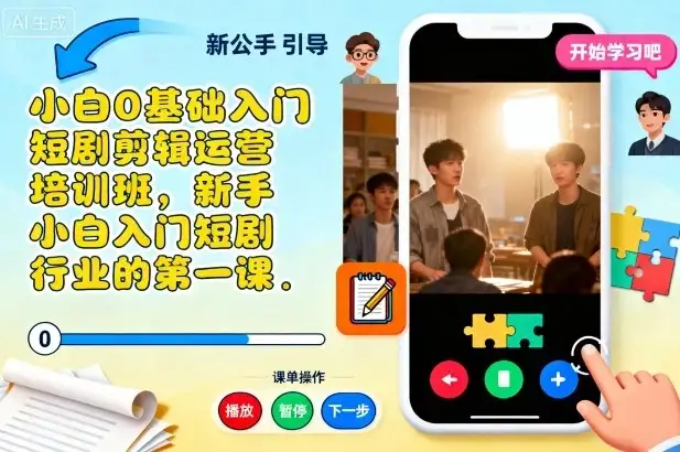 小白0基础入门短剧剪辑运营培训班，新手小白入门短剧行业的第一课-优优云创