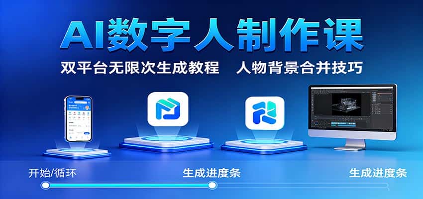 AI数字人制作课：双平台无限次生成教程，人物背景合并技巧-副业吧