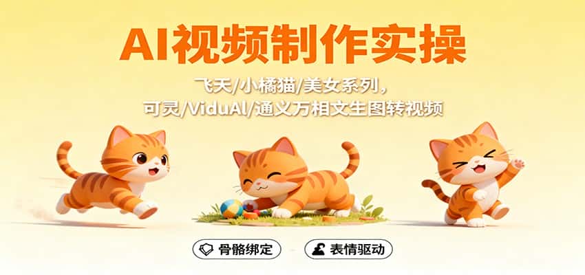 AI视频制作实操，飞天/小橘猫/美女系列，可灵/ViduAl/通义万相文生图转视频-优优云创