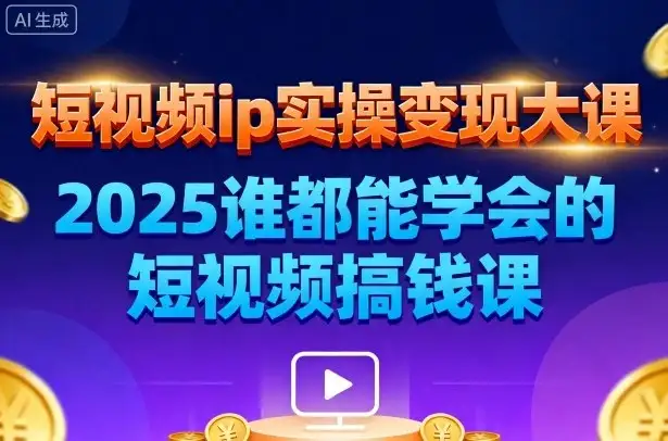 【精】短视频ip实操变现大课，7月26-27日广州站线下课，2025谁都能学会的短视频搞钱课-优优云创网