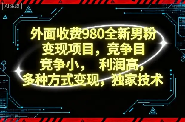 【精】外面收费980全新男粉变现项目，竞争小，利润高，多种方式变现，独家技术-优优云创网
