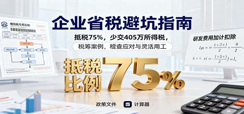 企业省税避坑指南：抵税75%，少交405万所得税，税筹案例，稽查应对与灵活用工-副业吧