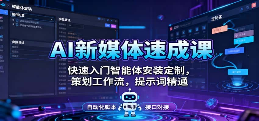 AI新媒体速成课：快速入门智能体安装定制，策划工作流，提示词精通-优优云创