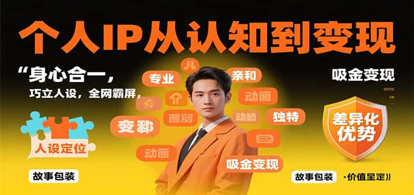 个人IP从认知到变现，身心合一，巧立人设，全网霸屏，吸金变现-优优云创