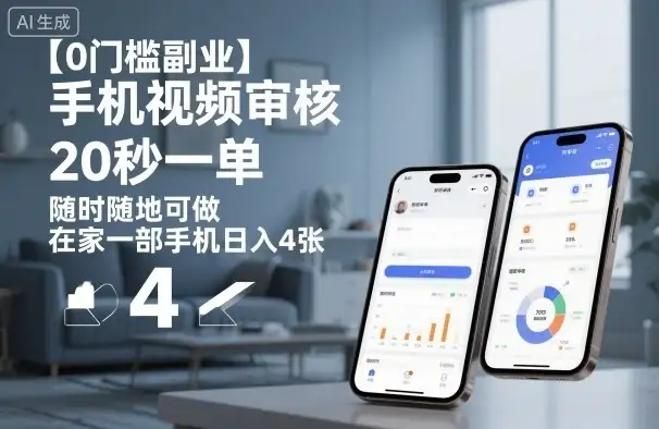 【0门槛副业】手机视频审核，20秒一单，随时随地可做，在家一部手机日入4张【揭秘】-优优云创网