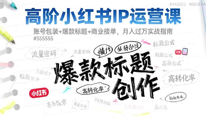 高阶小红书IP运营课：账号包装+爆款标题+商业接单，月入过万实战指南-优优云创